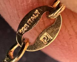 Sterling Silver Necklace with Mixed Precious Stone Sterling Silver Pendant