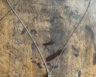 Sterling Silver Necklace with Sterling Silver Vertical Gemstone Rainbow Pendant