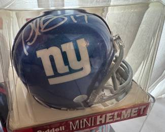 New York Giants Mini Helmet Autographed by Plaxico Burress (Steiner COA Included)