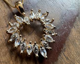 Sterling Silver Necklace with Marquis Heart Shaped Sterling Silver Pendant