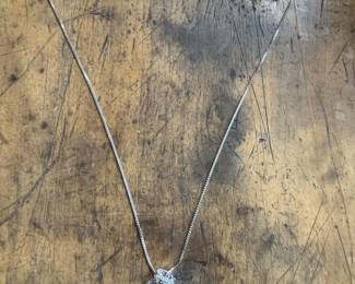 Sterling Silver Necklace with Multi-Stone Sterling Silver Pendant