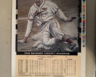 Enos Bradsher "Country" Slaughter Stat Poster Autographed by Enos Slaughter with COA