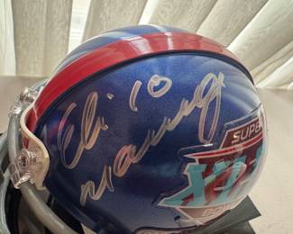 Super Bowl XLII Mini Helmets Autographed by David Tyree & Eli Manning