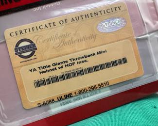 New York Giants Throwback Mini Helmet Autographed by Y.A. Tittle (Steiner COA Included)