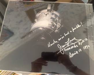 Lunar Photograph Autographed by Jim Lovell "Houston We've Had A Problem!" (3 Available)