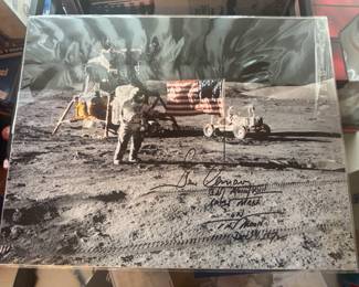 Lunar Photograph Autographed by Gene Cernan "Last Man on the Moon" (3 Available)