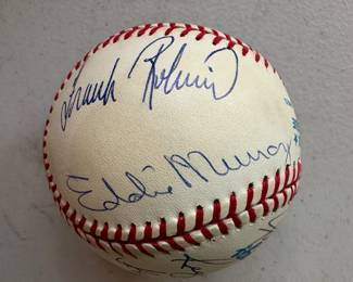 500 HR Club Autographed Baseball Includes Ernie Banks, Mike Schmidt, Ted Williams, Mickey Mantle, Eddie Matthews, Willie McCovey, Harmon Killebrew, Reggie Jackson, Hank Aaron, Eddie Murray  & Frank Robinson (Madison Sports Management COA & Original Purchase Receipt Included)