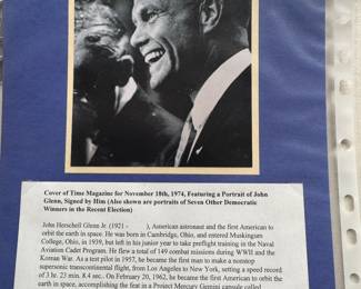 Time Magazine November 18, 1974 Autographed by John Glenn