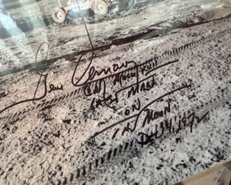 Lunar Photograph Autographed by Gene Cernan "Last Man on the Moon" (3 Available)