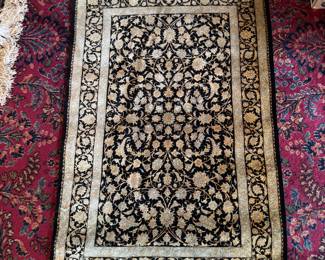 Hand-Woven Silk Persian Rug (46"L x 31"W) Signed