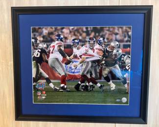 Framed Photograph "The Great Escape" Autographed by Eli Manning (Steiner Sticker COA)