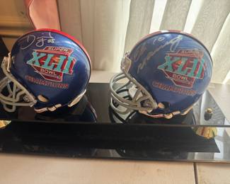 Super Bowl XLII Mini Helmets Autographed by David Tyree & Eli Manning