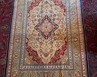 Hand-Woven Silk & Wool Persian Rug (60"L x 41"W)
