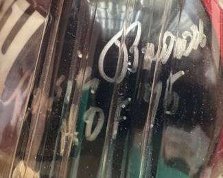 New York Giants Throwback Mini Helmet Autographed by Y.A. Tittle & Sam Huff & Rosie Brown (NO COA)