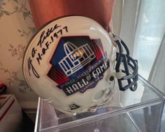 Pro Football Hall of Fame Min Helmet Autographed by Y.A. Tittle