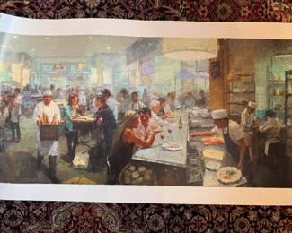 Restaurant Scene Lithograph on Canvas Signed Mark Bailey Edition 112/400