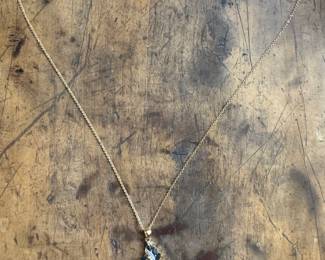 Sterling Silver Necklace with Sterling Silver Blue Sapphire Pendant