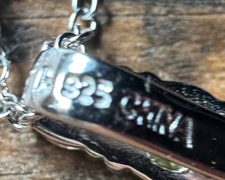 Sterling Silver Necklace with Sterling Silver Vertical Gemstone Rainbow Pendant