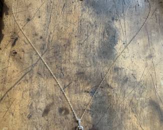 Sterling Silver Necklace with Sterling Silver Citrine Pendant