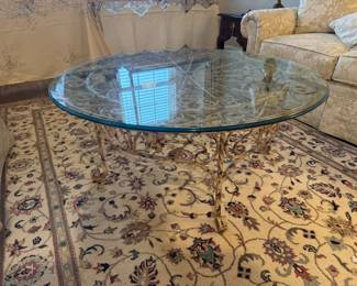 Iron Base with Glass Top Round Coffee Table (42"W x 18"H)