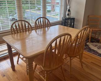 Blonde Rectangular Kitchen Table (36"W x 60"L x 29"H) with 4 Side Chairs