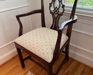 Hand-made Mahogany Upholstered Seat Chippendale Style Dining Chairs (6 Side Chairs & 2 Armchairs)