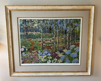 Framed Original Serigraph "Sunrise and Morning Glories" Autographed by John Powell / Edition 161/300