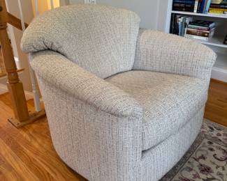 Upholstered Shell Back Swivel Armchair