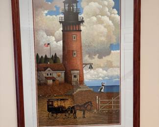 Framed Lithograph "Daddy's Home" Signed Charles Wysocki - Edition 1239/1250
