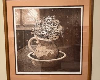 Framed Original Lithograph of Still Life Signed Dan Yara Edition 410/500 (27"W x 28"H)