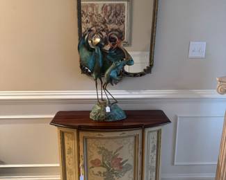 Drexel Heritage 1 Door Entrance Table (35"W x 15"D x 30"H) with Decorative Mirror