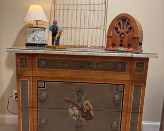 Drexel Heritage 3 Drawer Hand-Painted Dresser with Marble Top (46"W x 23"D x 40"H)