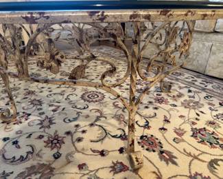 Iron Base with Glass Top Round Coffee Table (42"W x 18"H)