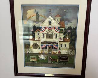 Framed Original Lithograph "Lady Liberty's Independence Day - Enterprising Immigrants" Autographed by Charles Wysocki - Edition 301/1500