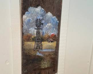 Wall art. Windmill Painted Board