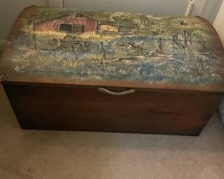 Wooden Trunk w/ Bluebonnet scene painted on top