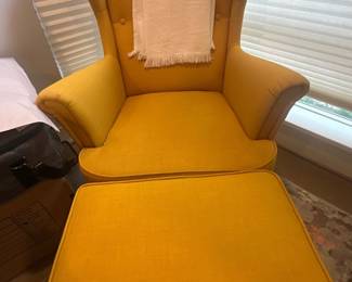 Wing back chair with ottoman