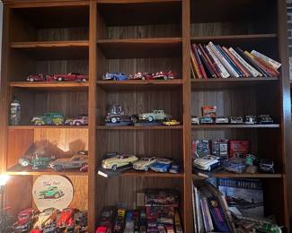 Books, die cast cars