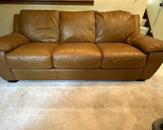 Comfortable, butterscotch leather sofa