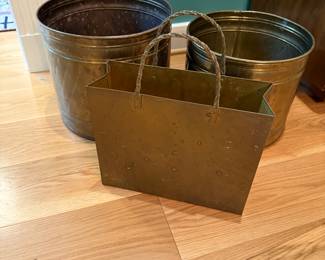 $60 for 2 plant holders and basket - all brass 
