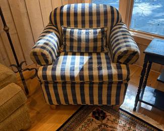 Plaid Side Chair - navy & cream - 
40 wide -$325 