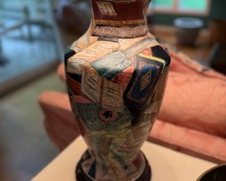 Ornate Ceramic Book Lamp-$75