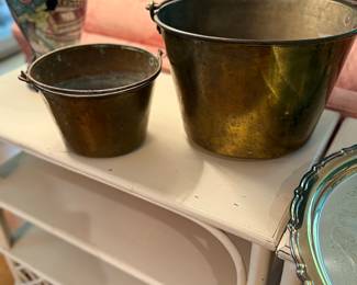 Two Brass Buckets- $85 for both - very heavy and well made