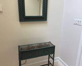 Vintage Wicker Plant Stand & Mirror - $80 for both 