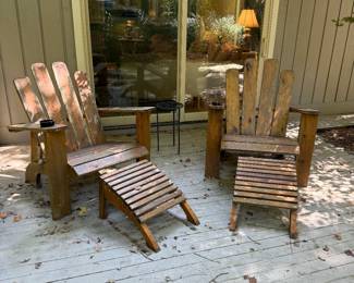 Wooden Adirondack Chairs & Ottomans - 
$150 each set 