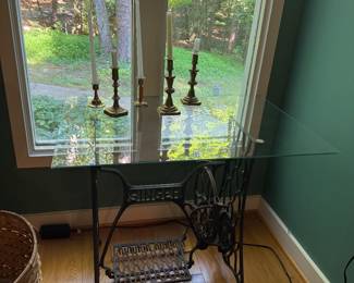 Antique Singer Table with Glass Top - $150
