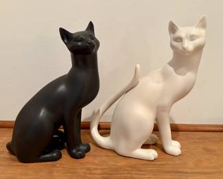 Counterpoint ceramic bisque cat figurines from The Franklin Mint
