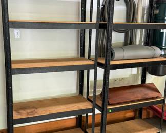Black metal and wood shelving