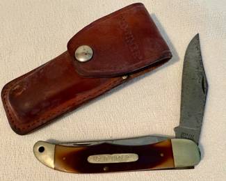 Vintage "Old Timer" pocket knife with leather holder