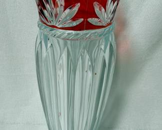 Bohemian style cut crystal vase, possibly Mikasa
